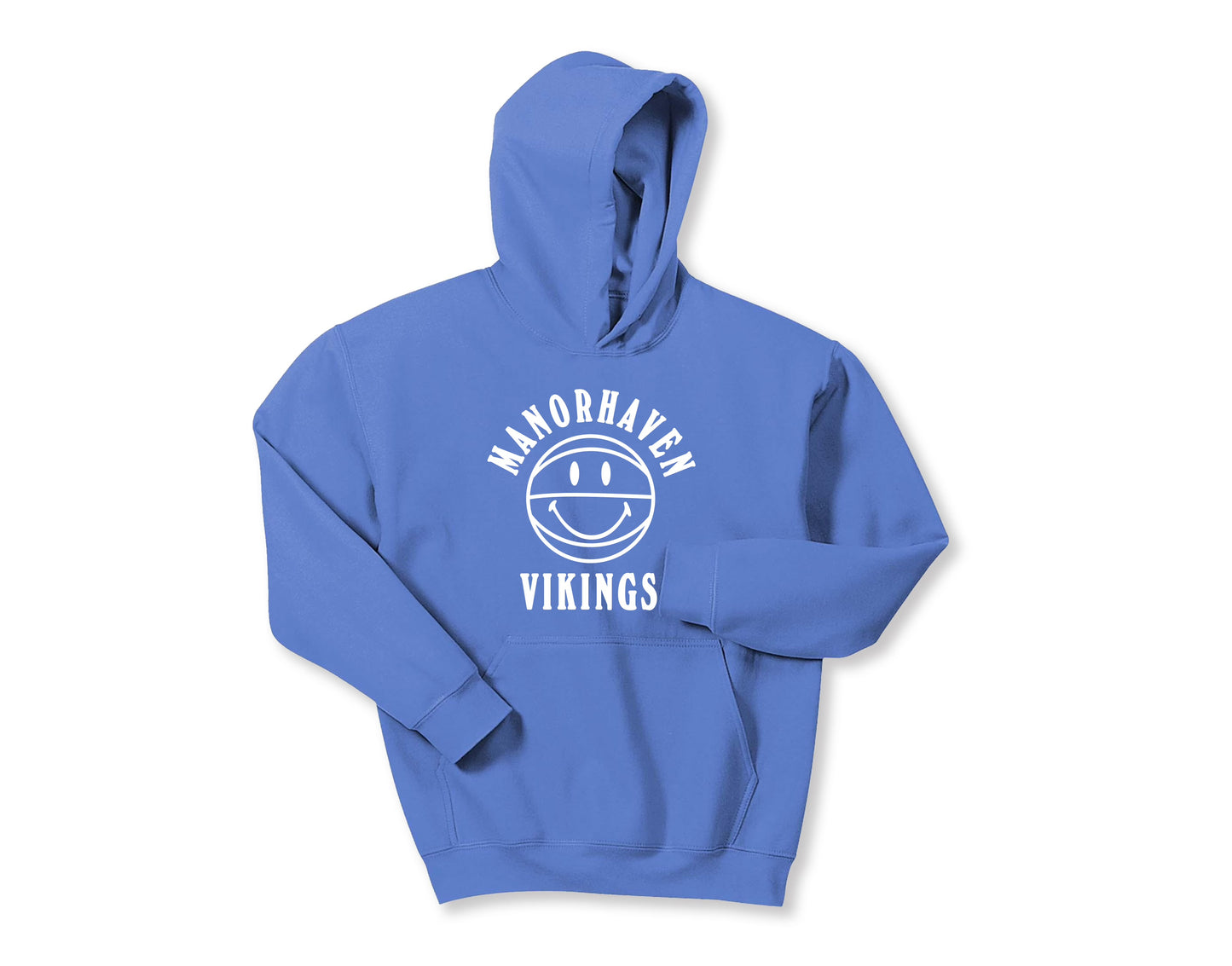 Youth Manorhaven Vikings Smiley Basketball Sweatshirt