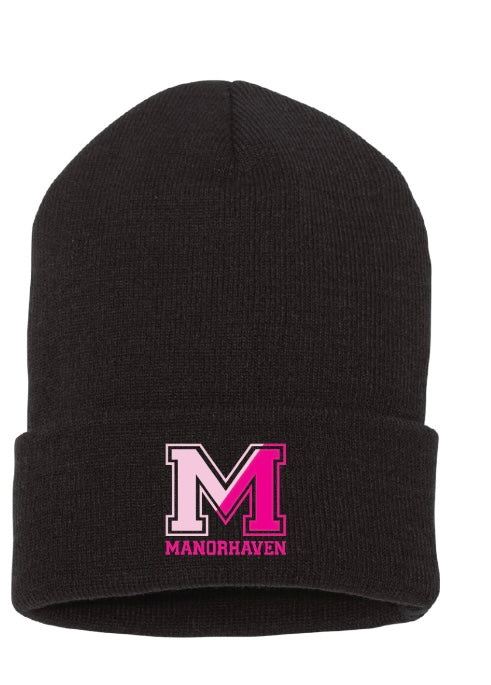 NEW! Black Beanie with Pink M